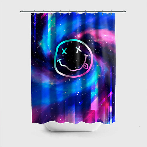 Шторка для ванной Nirvana неоновый космос / 3D-принт – фото 1