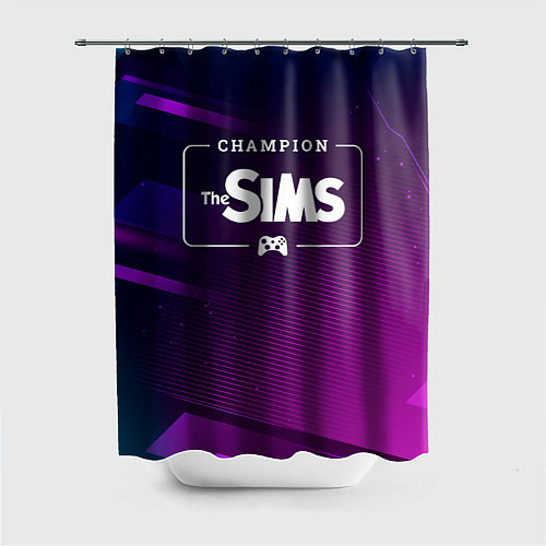 Шторка для ванной The Sims gaming champion: рамка с лого и джойстико / 3D-принт – фото 1
