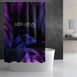 Шторка для душа Bon Jovi neon monstera, цвет: 3D-принт — фото 2