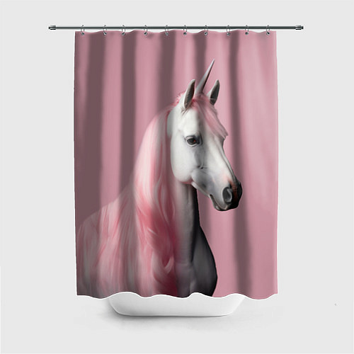Шторка для ванной Единорог розовая грива / 3D-принт – фото 1