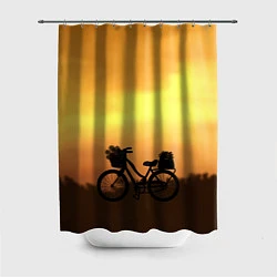 Шторка для душа Велосипед на закате, цвет: 3D-принт