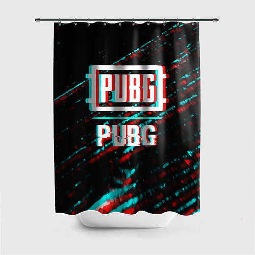 Шторка для ванной PUBG в стиле glitch и баги графики на темном фоне / 3D-принт – фото 1