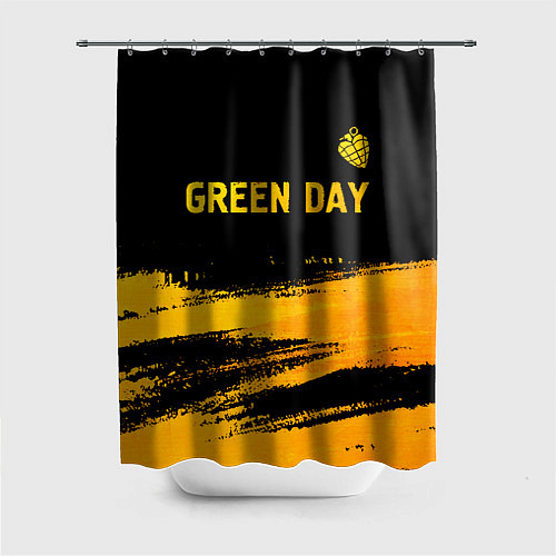 Шторка для ванной Green Day - gold gradient: символ сверху / 3D-принт – фото 1