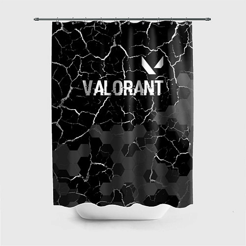 Шторка для ванной Valorant glitch на темном фоне: символ сверху / 3D-принт – фото 1