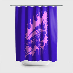 Шторка для душа Абстрактная розовая рыба и чернильные пятна, цвет: 3D-принт