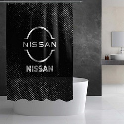 Шторка для душа Nissan с потертостями на темном фоне, цвет: 3D-принт — фото 2
