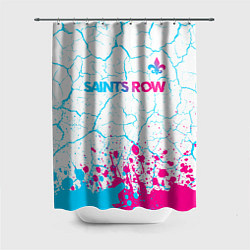 Шторка для душа Saints Row neon gradient style: символ сверху, цвет: 3D-принт