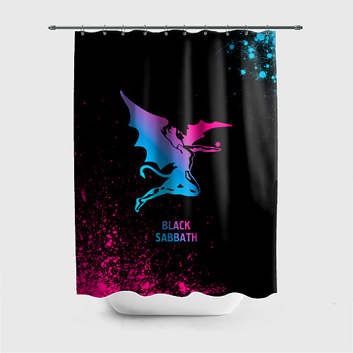 Шторка для ванной Black Sabbath - neon gradient / 3D-принт – фото 1