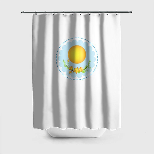 Шторка для ванной Солнце и цветы / 3D-принт – фото 1