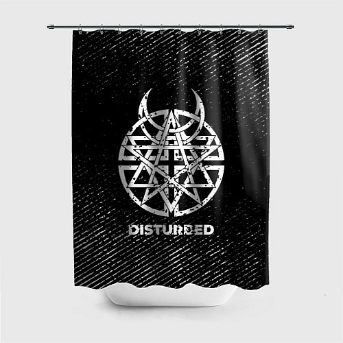 Шторка для ванной Disturbed с потертостями на темном фоне / 3D-принт – фото 1