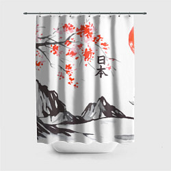 Шторка для ванной Цветущая сакура и солнце - Япония
