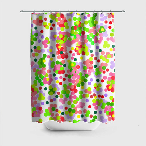 Шторка для ванной Разноцветное конфетти на белом / 3D-принт – фото 1