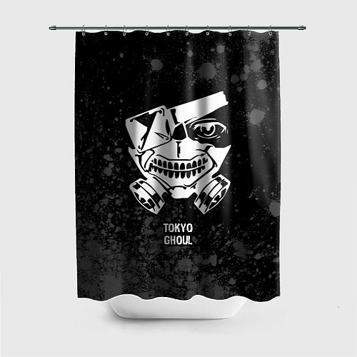 Шторка для ванной Tokyo Ghoul glitch на темном фоне / 3D-принт – фото 1