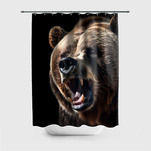 Шторка для ванной Бурый медведь рычит / 3D-принт – фото 1