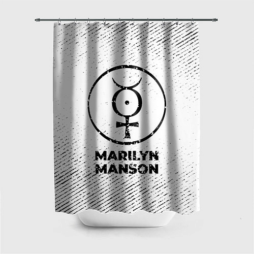 Шторка для ванной Marilyn Manson с потертостями на светлом фоне / 3D-принт – фото 1