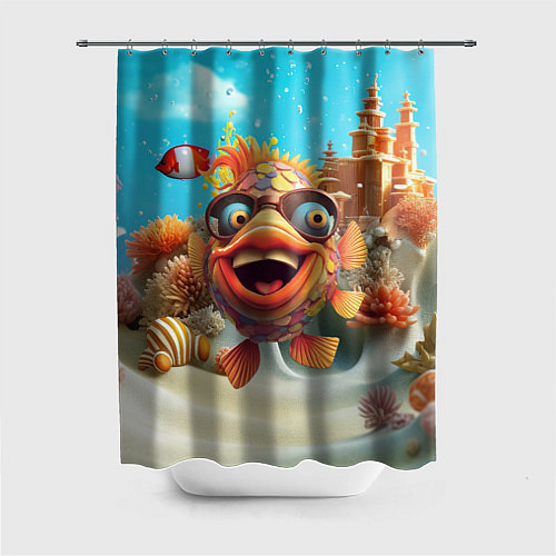 Шторка для ванной Мульяшная рыбка / 3D-принт – фото 1