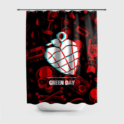 Шторка для ванной Green Day rock glitch / 3D-принт – фото 1