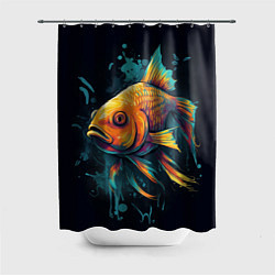 Шторка для душа Золотая рыбка: арт нейросети, цвет: 3D-принт
