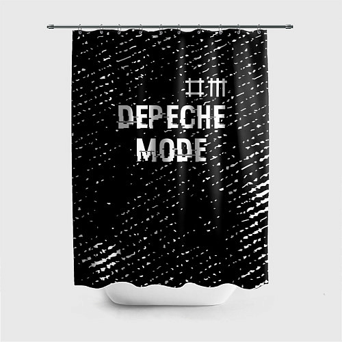 Шторка для ванной Depeche Mode glitch на темном фоне: символ сверху / 3D-принт – фото 1