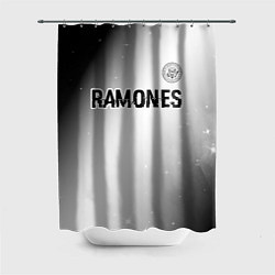 Шторка для ванной Ramones glitch на светлом фоне: символ сверху