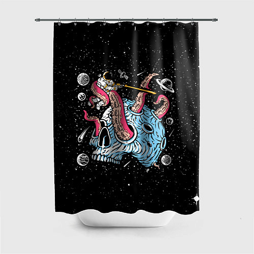 Шторка для ванной A planet in the form of a skull - pop art / 3D-принт – фото 1