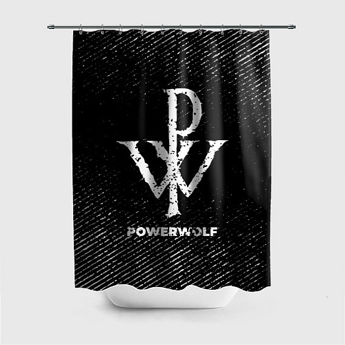 Шторка для ванной Powerwolf с потертостями на темном фоне / 3D-принт – фото 1