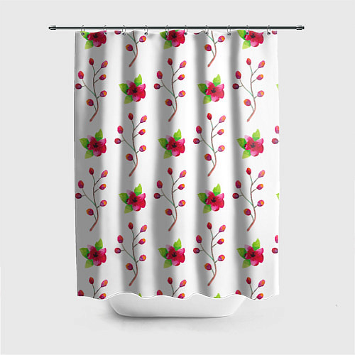 Шторка для ванной Red flowers / 3D-принт – фото 1