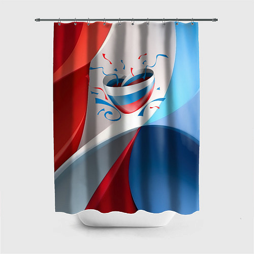 Шторка для ванной Сердце в цветах флага России / 3D-принт – фото 1