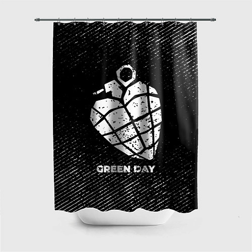 Шторка для ванной Green Day с потертостями на темном фоне / 3D-принт – фото 1