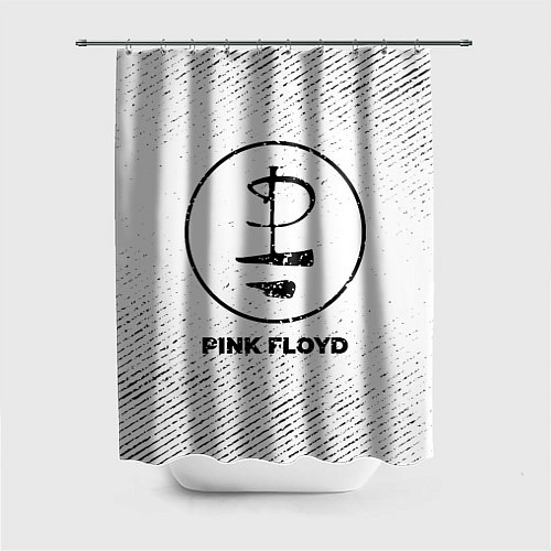 Шторка для ванной Pink Floyd с потертостями на светлом фоне / 3D-принт – фото 1