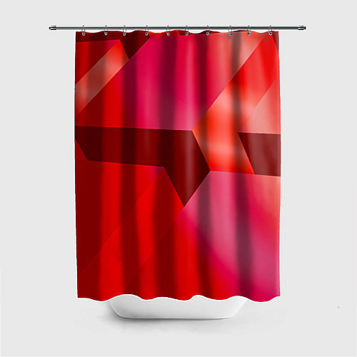Шторка для ванной Красная геометрия / 3D-принт – фото 1