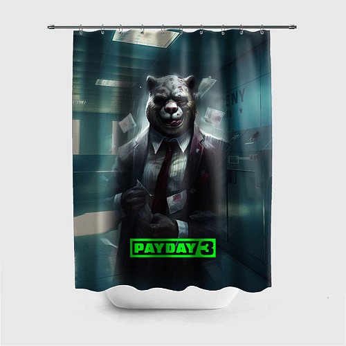 Шторка для ванной Payday 3 crazy bear / 3D-принт – фото 1