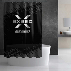 Шторка для душа Exeed speed на темном фоне со следами шин, цвет: 3D-принт — фото 2