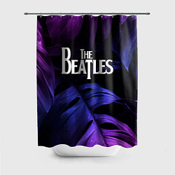 Шторка для душа The Beatles neon monstera, цвет: 3D-принт