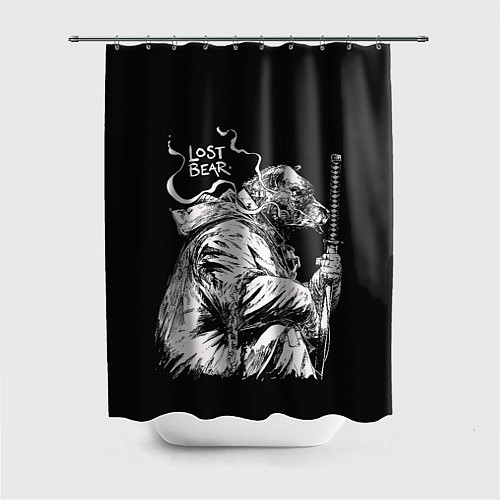 Шторка для ванной Последний медведь самурай / 3D-принт – фото 1
