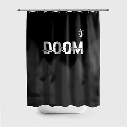 Шторка для душа Doom glitch на темном фоне: символ сверху, цвет: 3D-принт