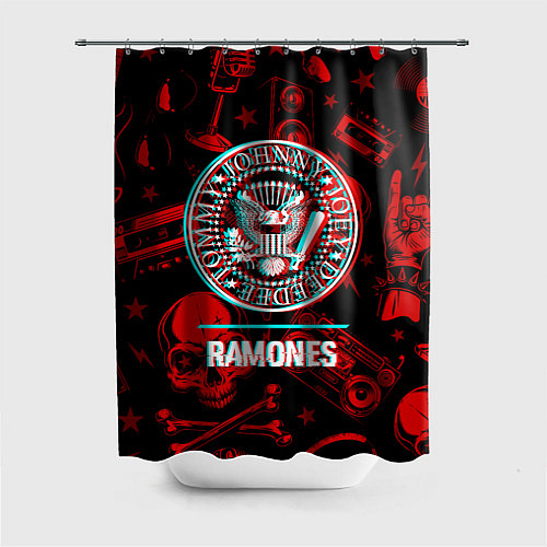 Шторка для ванной Ramones rock glitch / 3D-принт – фото 1