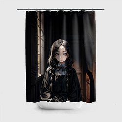 Шторка для душа Готическая девушка в темной комнате, цвет: 3D-принт