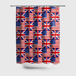 Шторка для душа Флаги США и Англии, цвет: 3D-принт