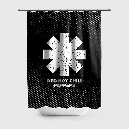 Шторка для ванной Red Hot Chili Peppers с потертостями на темном фон / 3D-принт – фото 1