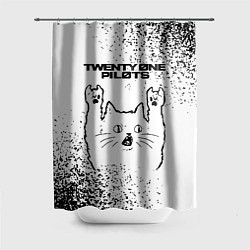 Шторка для ванной Twenty One Pilots рок кот на светлом фоне