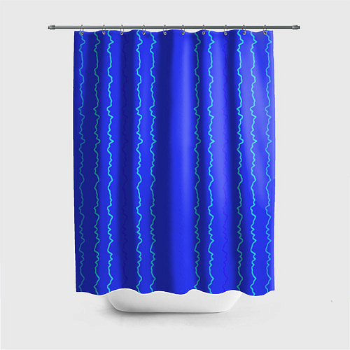 Шторка для ванной Кривые линии ярко-синий / 3D-принт – фото 1
