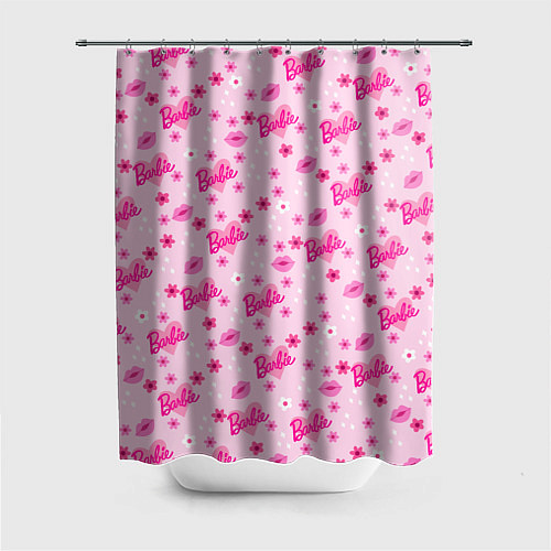 Шторка для ванной Барби, сердечки и цветочки / 3D-принт – фото 1