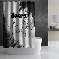 Шторка для душа The Doors рок кот на светлом фоне, цвет: 3D-принт — фото 2