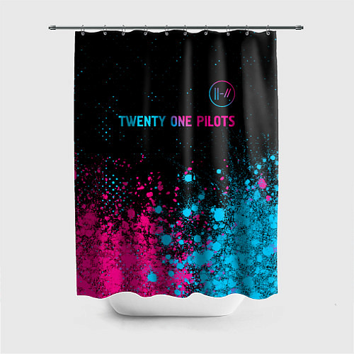 Шторка для ванной Twenty One Pilots - neon gradient: символ сверху / 3D-принт – фото 1