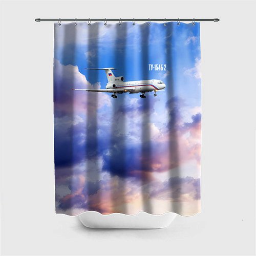 Шторка для ванной Ту-154 Розовый закат / 3D-принт – фото 1