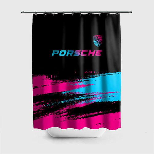 Шторка для ванной Porsche - neon gradient: символ сверху / 3D-принт – фото 1