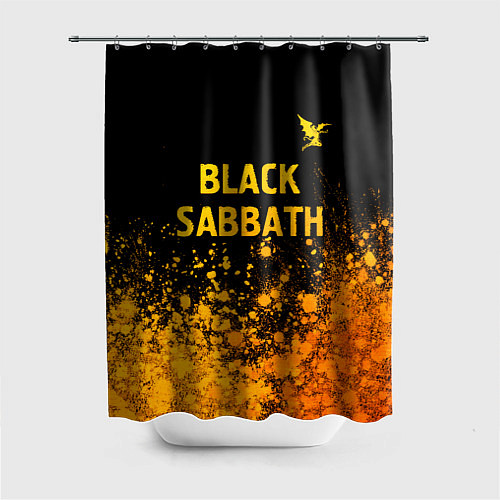 Шторка для ванной Black Sabbath - gold gradient: символ сверху / 3D-принт – фото 1