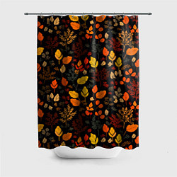 Шторка для душа Осенние листья на черном фоне, цвет: 3D-принт