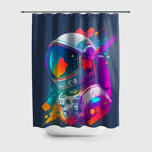 Шторка для ванной Космонавт - акварельные мазки / 3D-принт – фото 1